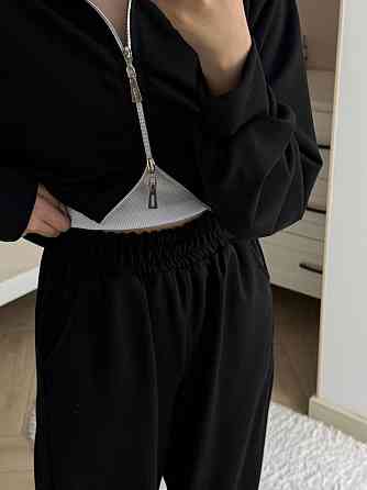 Женский прогулочный костюм двойка: кофта и штаны турецкая двунитка Черный, 42/44 Одесса