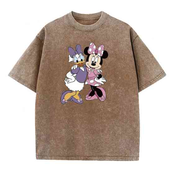 Футболка оверсайз вініж із принтом Дейзі+Мінні Бежевий Харків