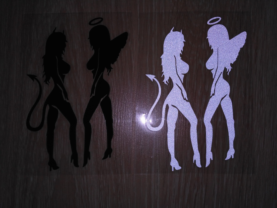 Наклейки на авто Чортенок та Ангелочок Чорна та Біл Київ - фото 5