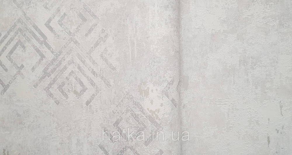 Шпалери вінілові на флізеліні Marburg Memoria 1.06х10 під старовину геометрія фігури на штукатурці срібло на беж Київ - фото 5
