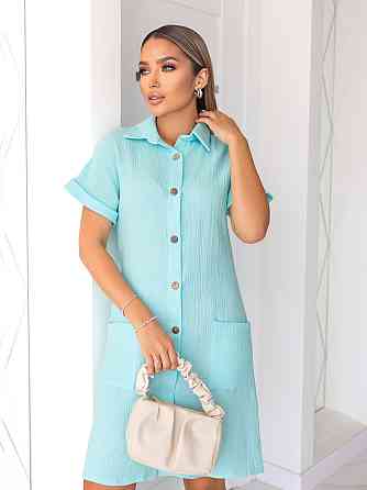 Літня муслінова сукня-сорочка "Erika" | Батал Блакитний, 54-56 Київ