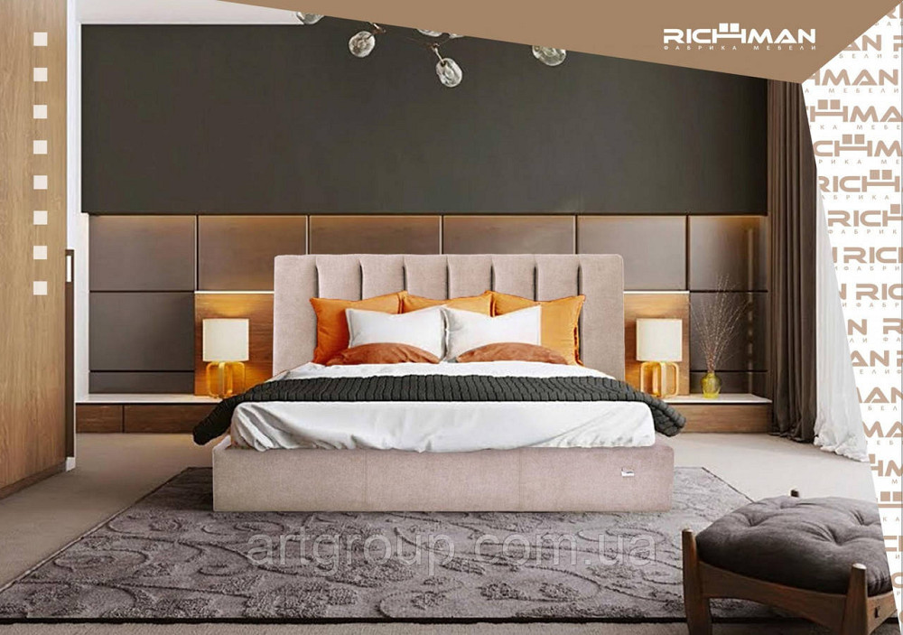 Ліжко Двоспальне Sanam Comfort 180 х 200 см Fly 2231 З підйомним механізмом та нішою для білизни Темно-коричневий Дніпро - фото 17