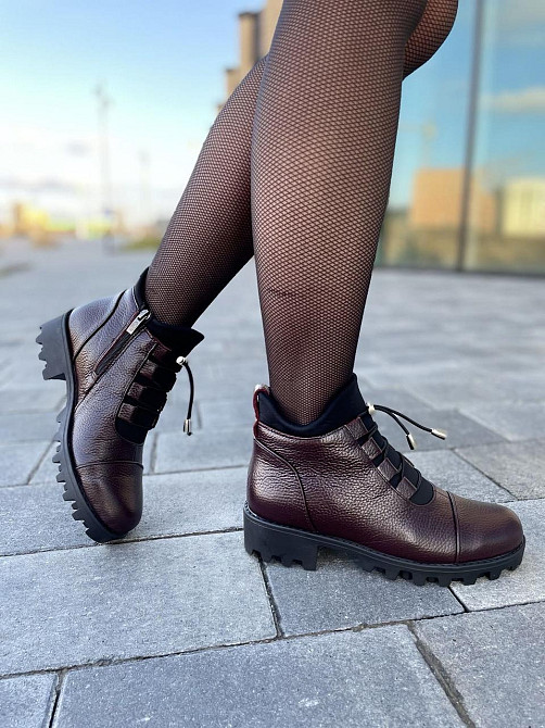 Черевики жіночі Odzi бордові натуральна шкіра зима висота 10,5 см (2360) 37р. Коломия - фото 8