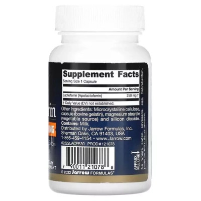 Пробиотики Jarrow Formulas Лактоферрин сублимированный, 250 мг, Lactoferrin, Freeze Dried, 30 ка (JRW-21078) Винница - изображение 2