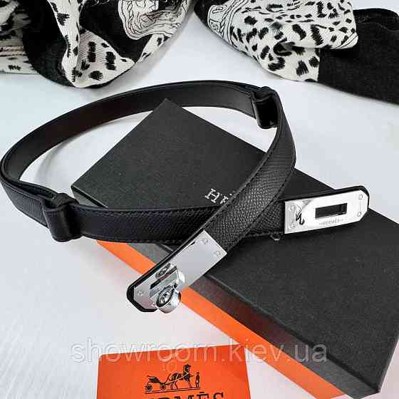 Черный женский кожаный ремень Hermes Гермес (280-2) Киев