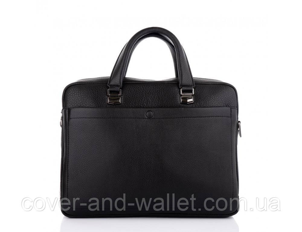 Стильна чоловіча сумка-портфель із натуральної шкіри чорного кольору на блискавці Marco Coverna MC 3496-1 Київ - фото 5