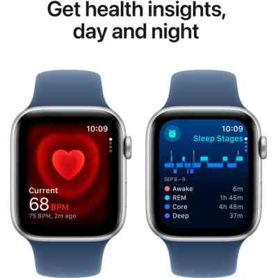 Смарт-годинник Apple Watch SE 2024 GPS 44mm Silver Aluminium Case with Denim Sport Band - M/L (MXER3QH/A) Вінниця