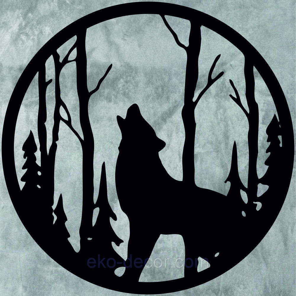 Декоративное настенное Панно «Волк», Декор на стену 70*70 см, Черный Киев - изображение 5