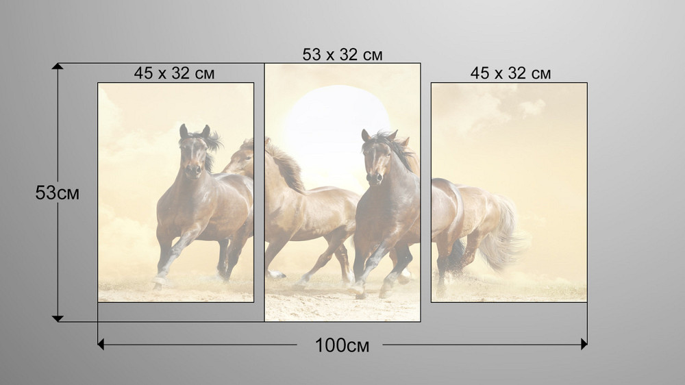 Модульная картина Лошади Art-119_3 Киев - изображение 3