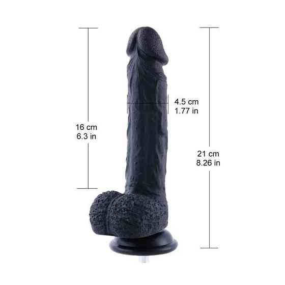 Фалоімітатор для секс-машин Hismith 8.3″ Silicone Dildo Black, система KlicLok, гнучкий стрижень Sex Aura Київ