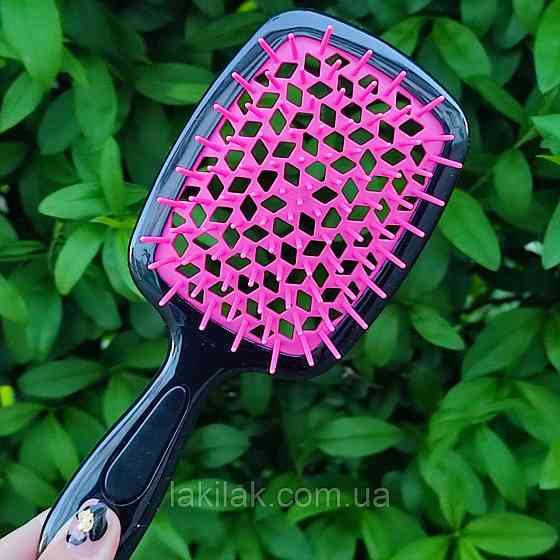 Чорно-рожевий гребінець карбоновий Super Brush Hollow Comb Херсон