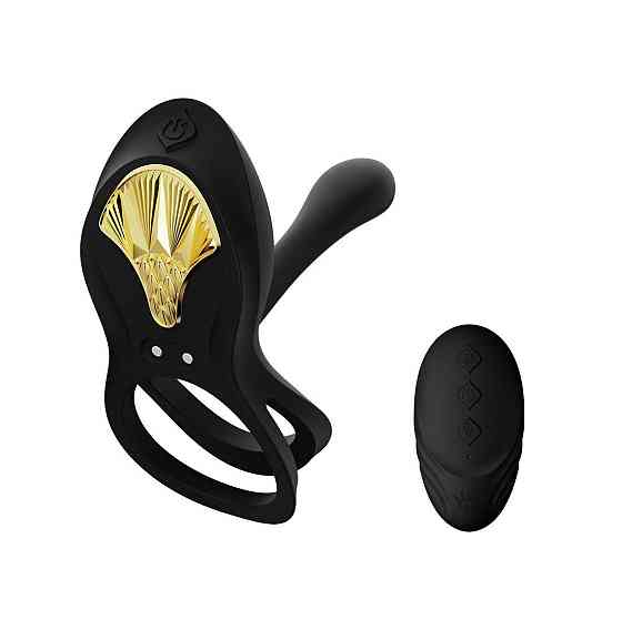 Смарт-эрекционное кольцо Zalo - BAYEK Obsidian Black, двойное с вводимой частью, пульт ДУ Sex Aura Киев