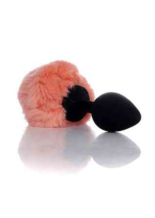 Анальна пробка - Bunny Tail Silicone Black Plug Peach Sex Aura Київ