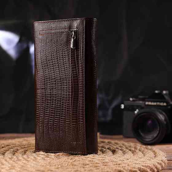 Стильний гаманець для жінок з натуральної фактурної шкіри CANPELLINI 21607 Коричневий Київ