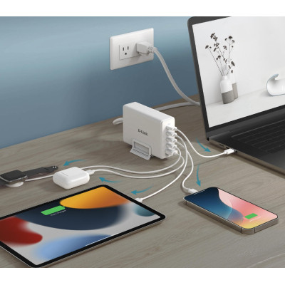 Зарядний пристрій D-Link 4xUSB-C + 1xUSB PD240W GaN white (DCF-241) Вінниця - фото 3