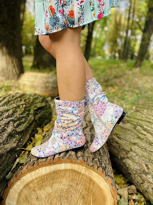 Nivelle Напівчоботи жіночі NIVELLE примула біла шкіра натуральна висота 21см обхват 32-34см (40 Коломия - фото 2