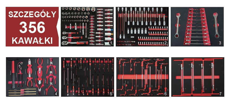 BX-015 Сервисный Шкаф с Инструментами 356 Элементов, 7 Ящиков, Металлическая, Комплект для Мастерской Одесса - изображение 10