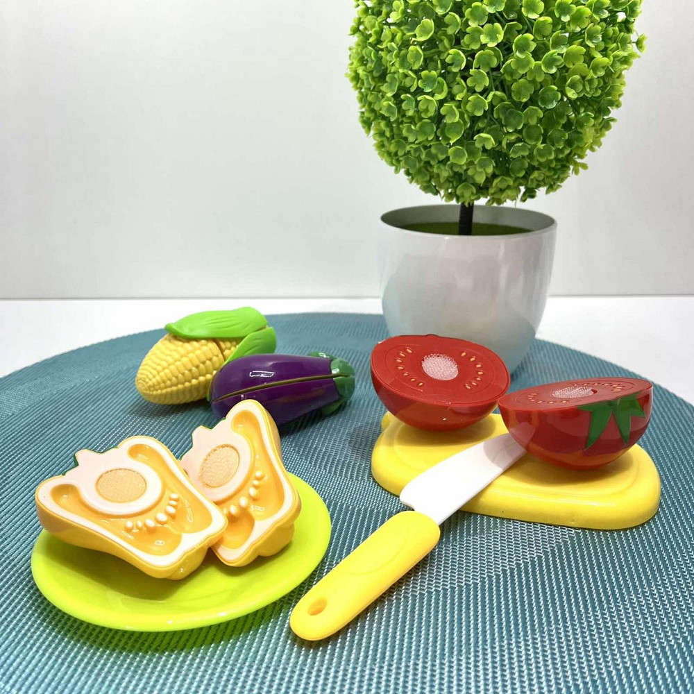 Набір продуктів WToys Кулінарна фантазія 25 елементів овочі та фрукти на липучках дошка для нарізки ніж (10265) Чернигов - изображение 7