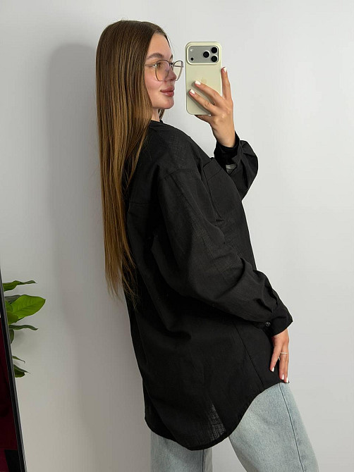 Жіноча літня сорочка oversize Чорний, S/M Харків - фото 3