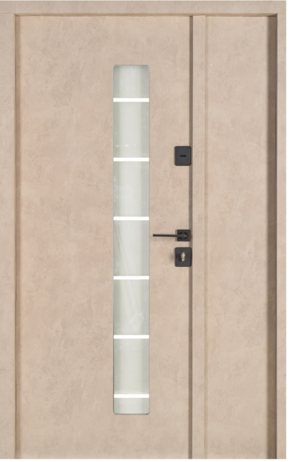 Двері вхідні  з терморозривом Бастіон МОНОЛІТ Дуб богемний Лампре 13 / ПВХ бетон беж 1200х2050 мм Київ - фото 2