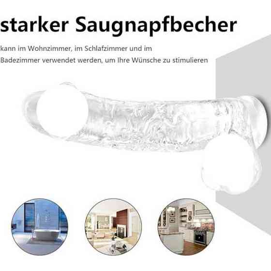 Гнучкий фаллос на присосці — 24x19x4.5 см — Прозорий Вінниця