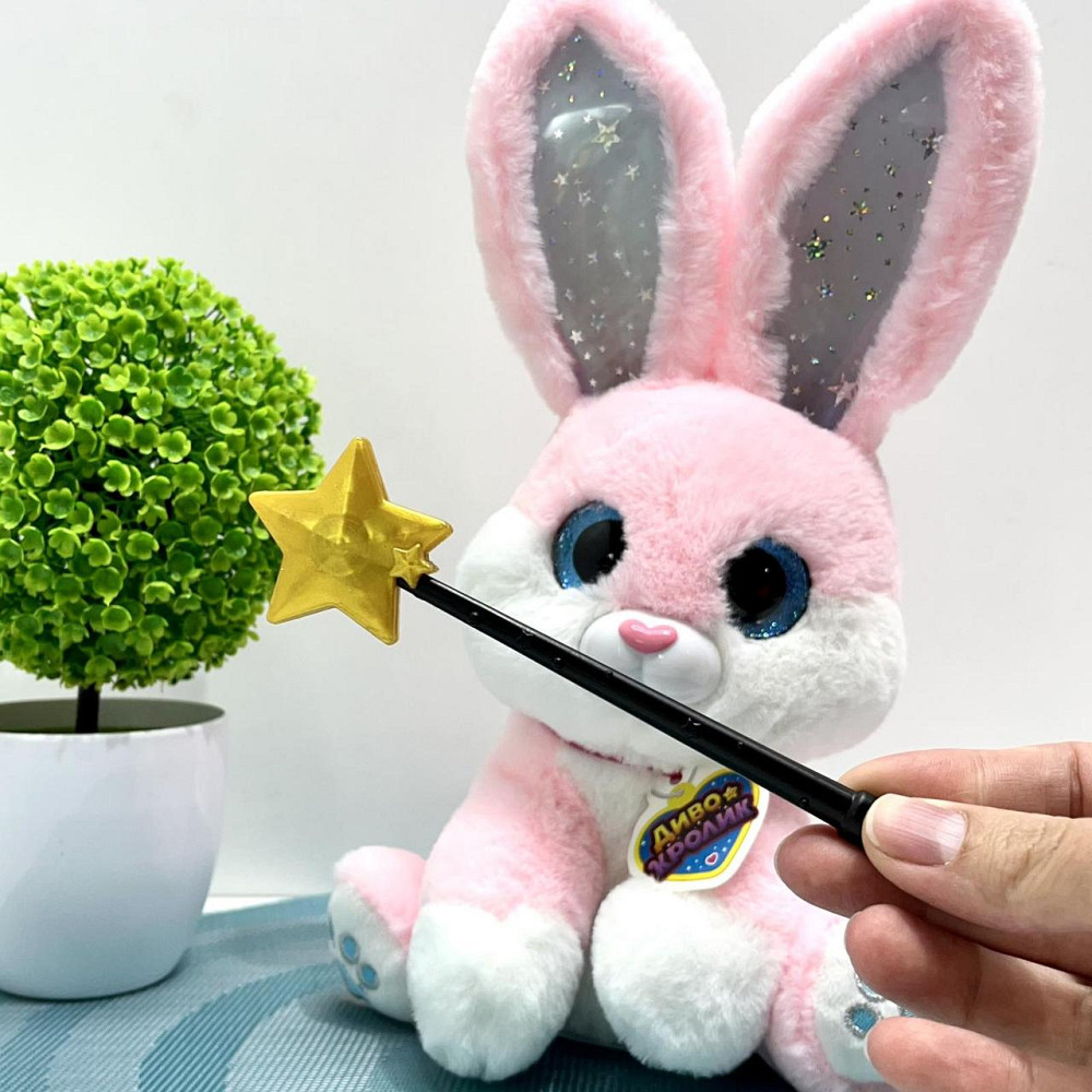 Зайчик інтерактивний Чудо Кролик 30см звук світло фрази рухливий реагує на паличку Рожевий (M 6144 I UA) Чернигов - изображение 4