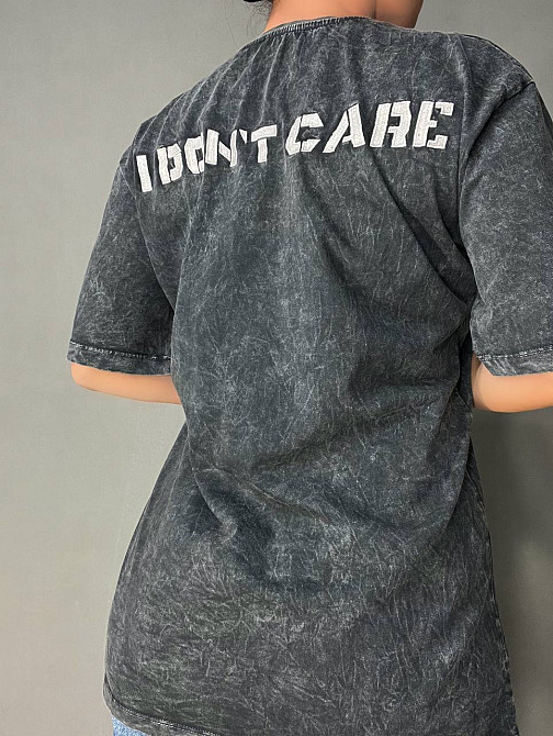 Футболка женская Coast Moda 4351 вареная тай дай с вышивкой оверсайз графит, графит, S-M Киев - изображение 9