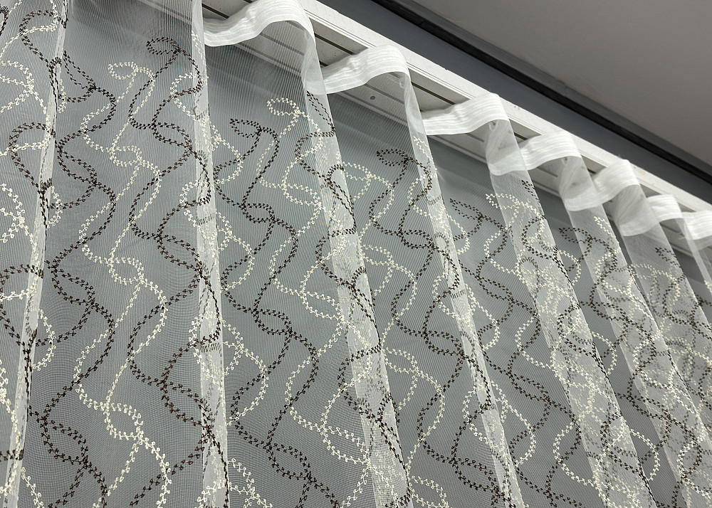 Тюль фатин с вышивкой и люрексом Цвет молочный с венге 1832т Киев - изображение 5
