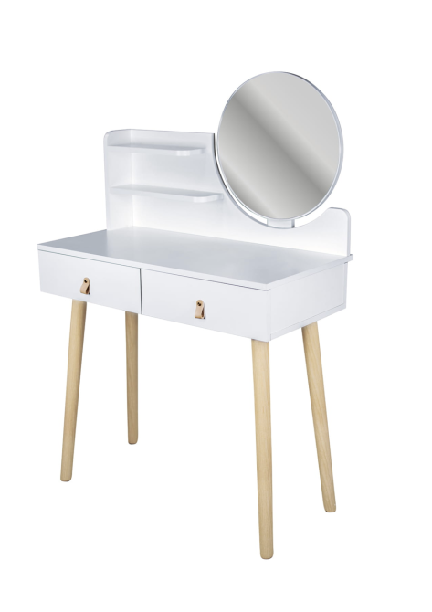 Туалетний столик Jumi Scandi з шухлядами, шкіряні ручки, білий Київ - фото 2