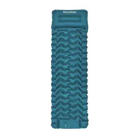 Матрац надувний одинарний Naturehike CNK2550WS019 (65 мм) з вбудованою помпою Синій Вінниця
