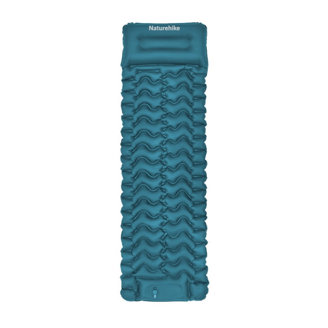 Матрац надувний одинарний Naturehike CNK2550WS019 (65 мм) з вбудованою помпою Синій Вінниця - фото 1