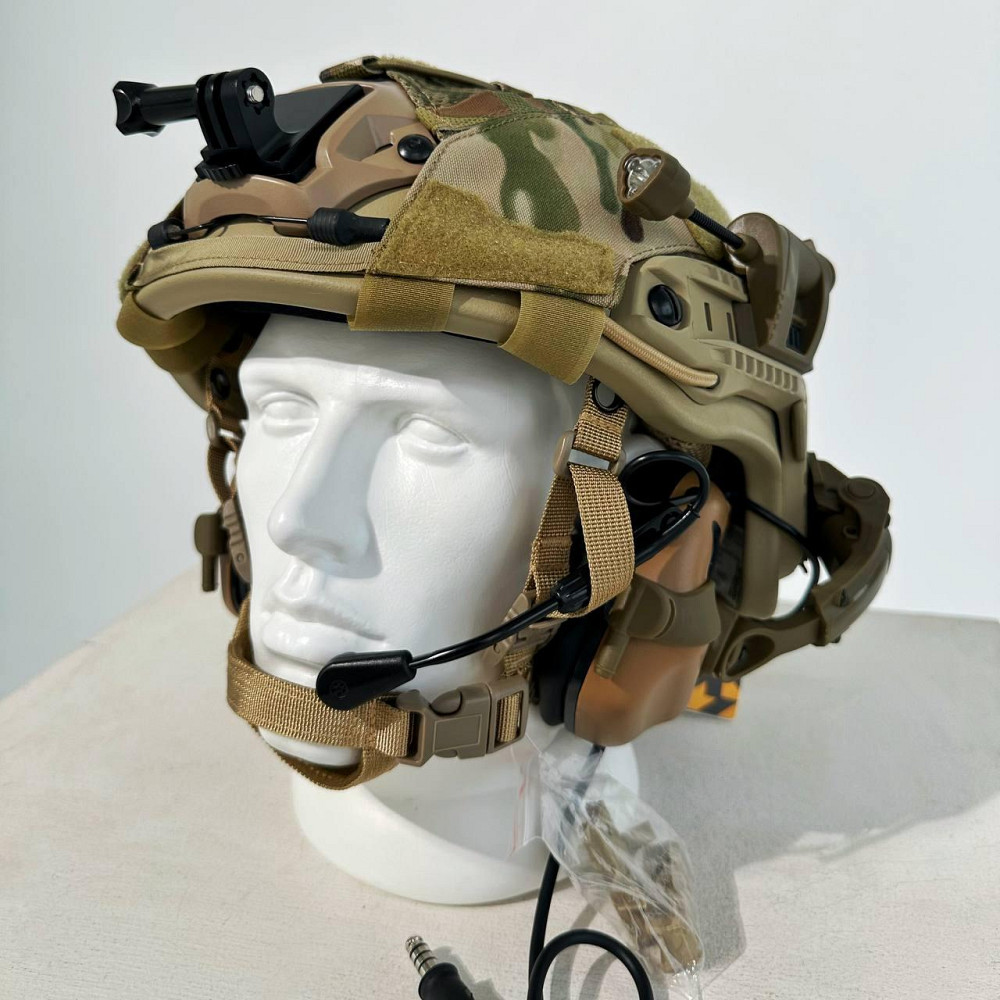 Комплект шлем койот Wendy PE NIJ IIIA + наушники Earmor M31/M32 + кавер с противовесом + крепление Чебурашки Киев - изображение 3