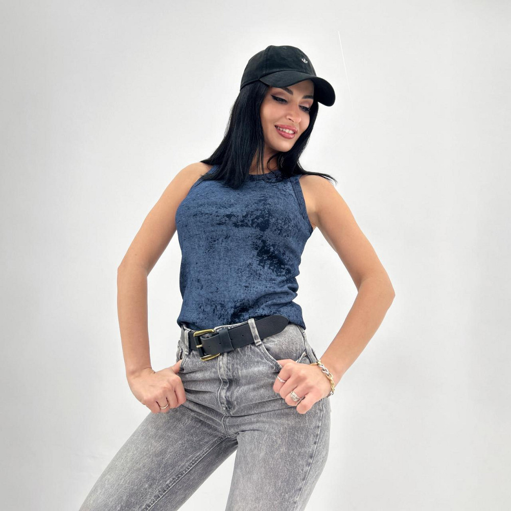 Трикотажная женская майка тай-дай Design 42-44, Темно-синий Киев - изображение 1