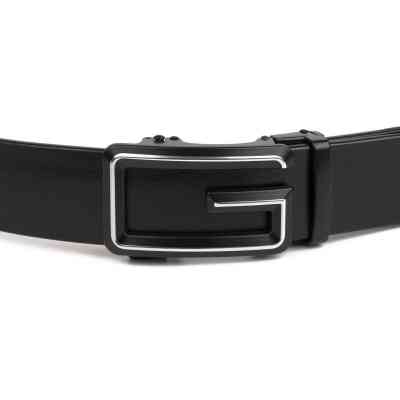 Ремень Vintage Мужской c силуэтом буквы G Черный (20287) Винница