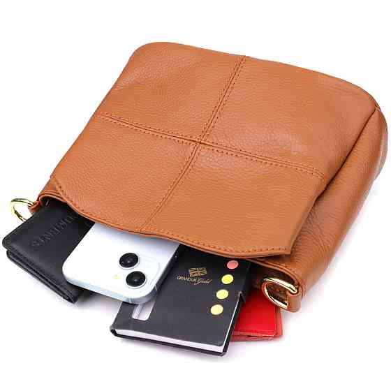 Жіноча сумка на три відділення з натуральної шкіри Рудий (Vintage) Київ