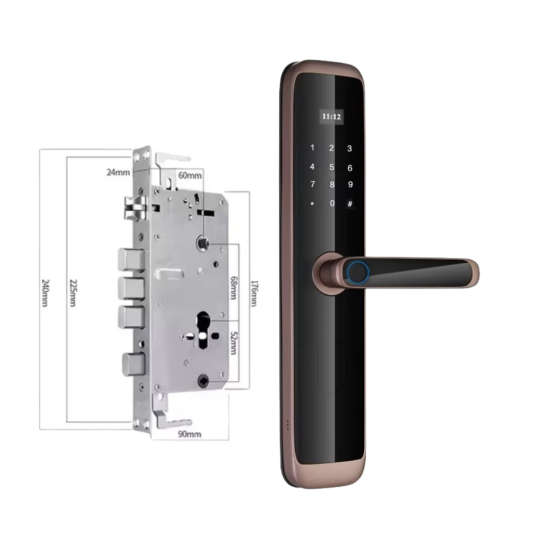 Розумний дверний замок кодовий з відбитком пальця і ключ-карткою KHS-X06, бронзовий Кам'янець-Подільський