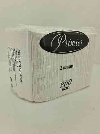 Салфетка бумажная 200лист Премьер банкетная (33х30)  2-ух слойные Белая (1 пачка) Харьков