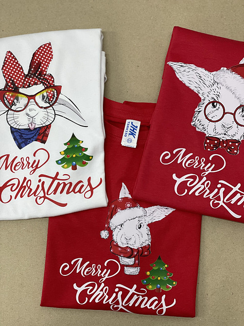 Новорічні футболки для всієї сімі з кроликом символом 2023 року S, S, 156 Черновцы - изображение 1