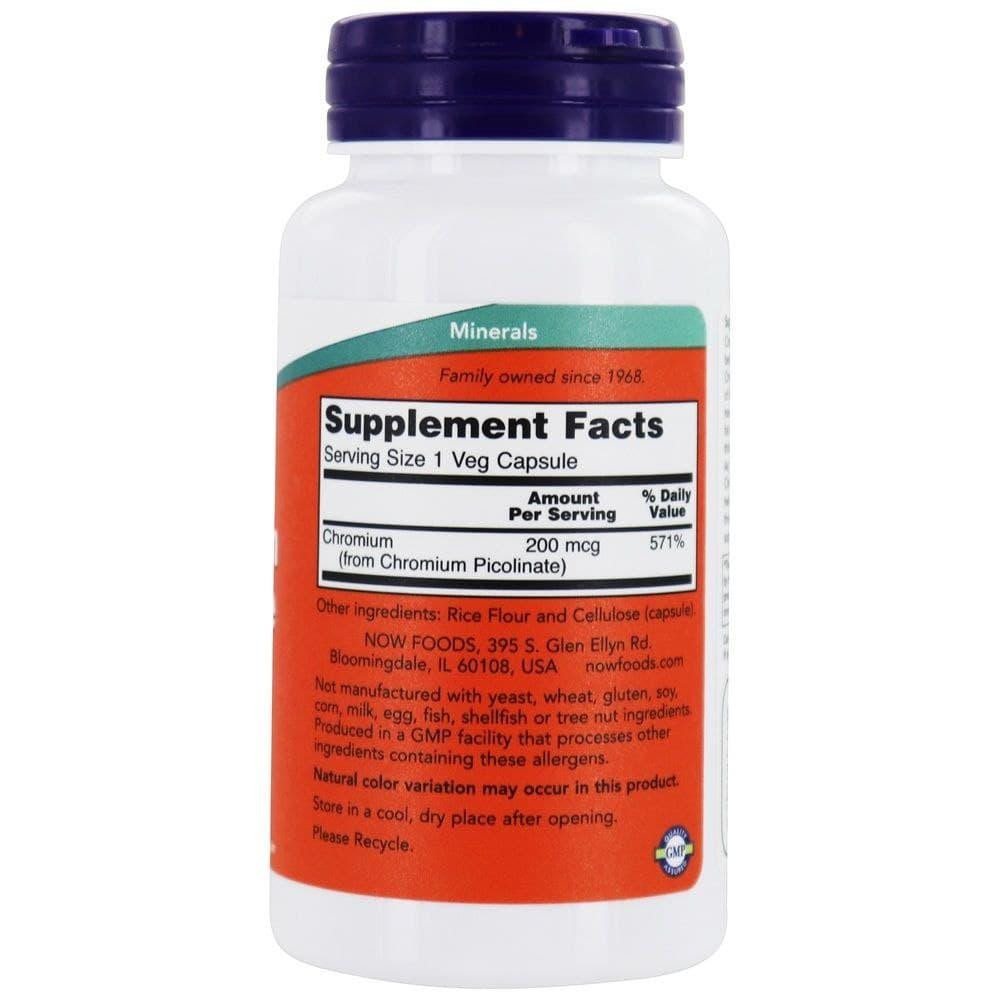 Хром пиколинат Now Foods Chromium Picolinate 200 мкг 100 вег капс Киев - изображение 2