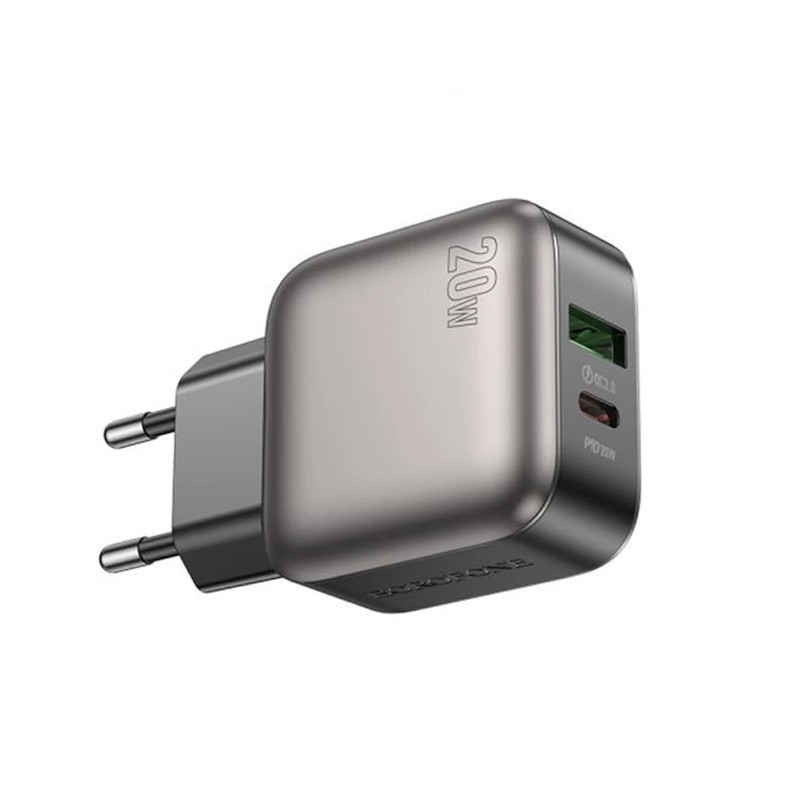 Мережевий зарядний пристрій з кабелем BOROFONE BAS54A Absolute PD20W+QC3.0 charger set (C to iP) (EU) Black Одеса - фото 3