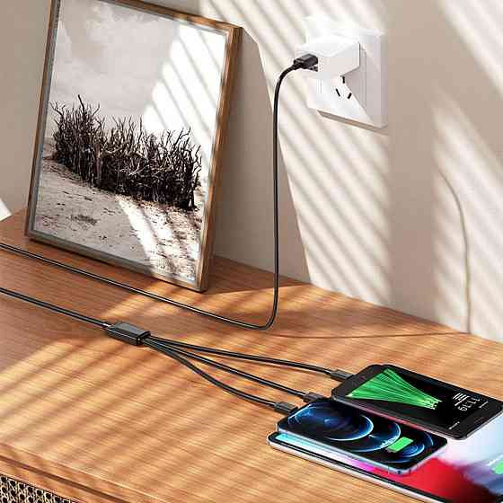 Кабель HOCO X74 USB - Lightning+Type-C+Micro 2A, 1m, PVC, PVC конектори, колір чорний 6931474767363 Одеса