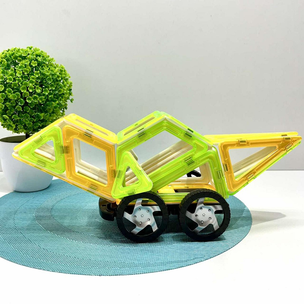Конструктор магнитный Limo Toy Транспорт 56 деталей Зелено-жовтий (KB 1013) Чернигов - изображение 3