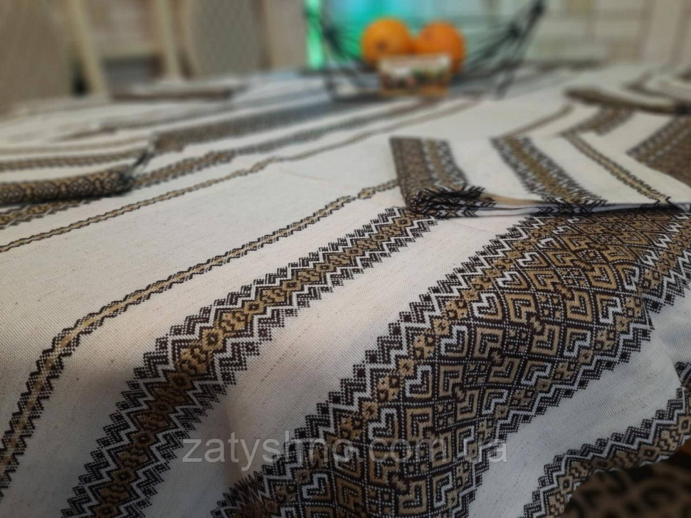 Скатерть на льне вышитая кофейная Киев - изображение 1