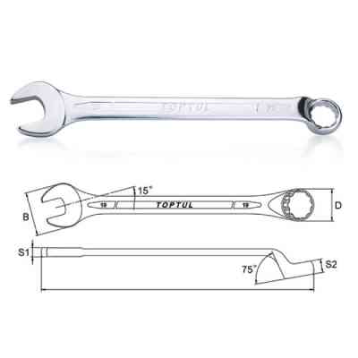 Ключ Toptul комбинированный (угол 75°) 12шт. 8-22мм (черный чехол) (GPAN1201) Винница