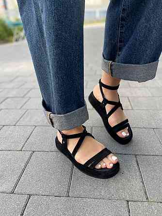 Louisa Босоніжки жіночі чорні Louisa Герда/1 літні з натуральної замші/Замшеві босоніжки на низ Коломыя