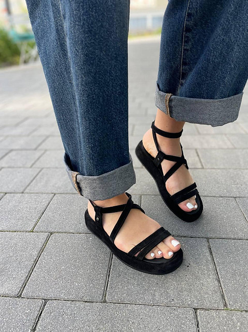 Louisa Босоніжки жіночі чорні Louisa Герда/1 літні з натуральної замші/Замшеві босоніжки на низ Коломыя - изображение 6