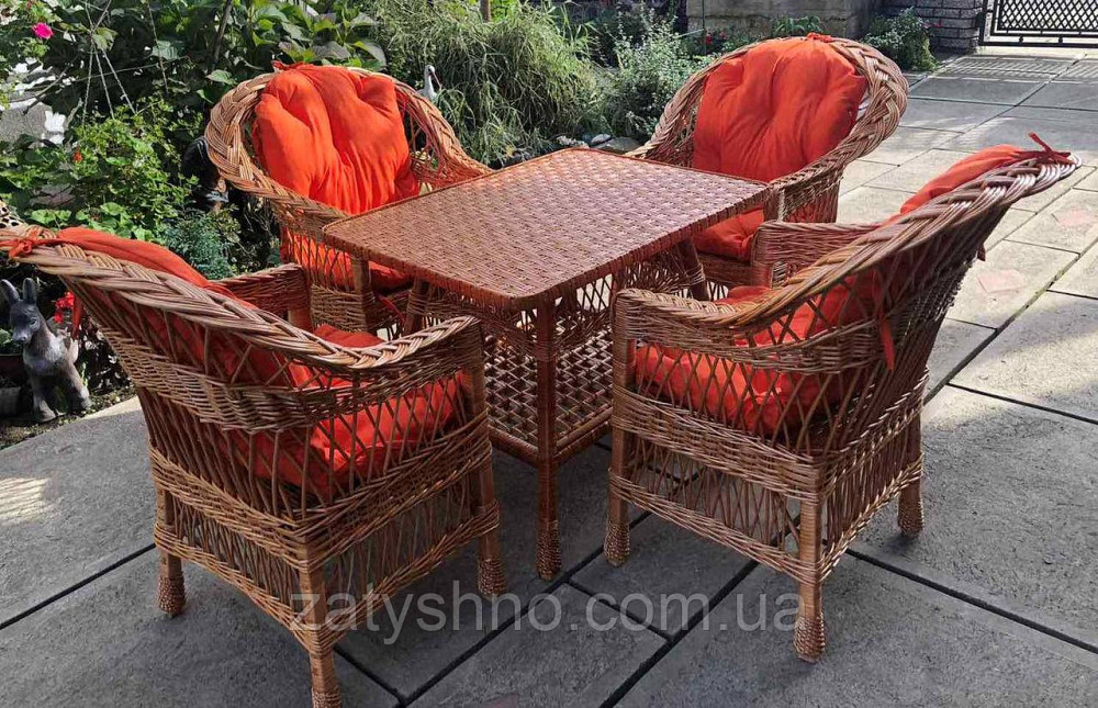 Плетені меблі з кораловими накидками | Меблі з лози плетені | меблі з лози Київ - фото 5