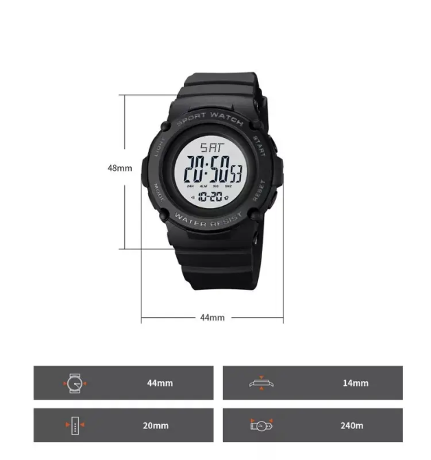 Спортивний наручний годинник Skmei 1957 (Чорний з білим циферблатом) Вінниця - фото 10