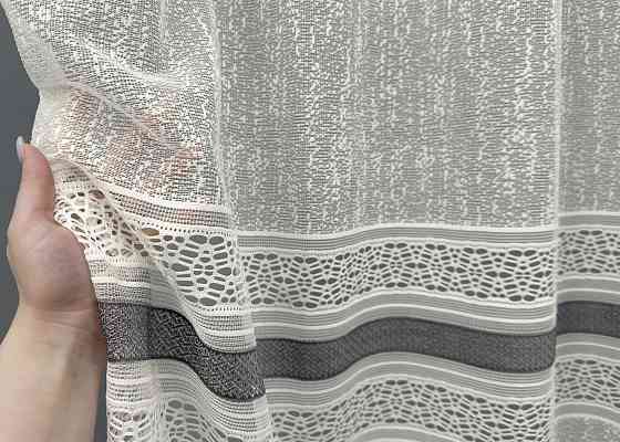 Тюль VR-Textil 1551т Bari Жакард Молочний з сірим 250х270 см (42-1421) Київ