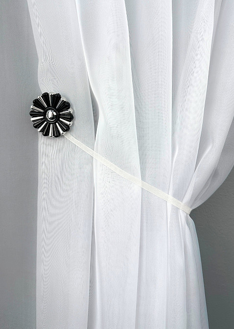 Магниты для штор и гардин Хризантема набор 2 шт Черный с серебристым (81-304) Киев - изображение 4